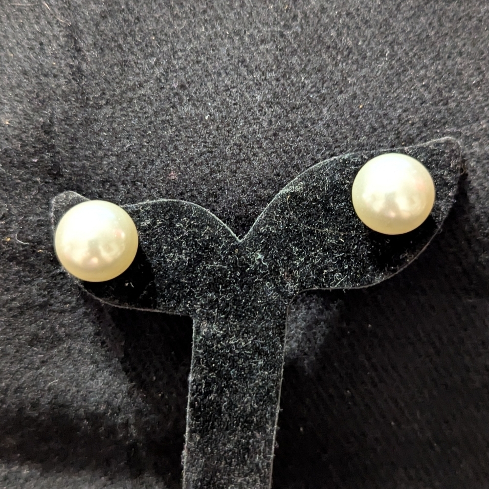 White Faux Pearl Stud Statement Earrings